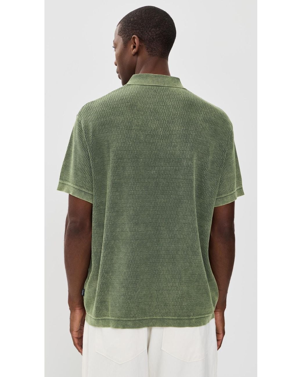 Malbon Green Brickwork Knit Polo for men