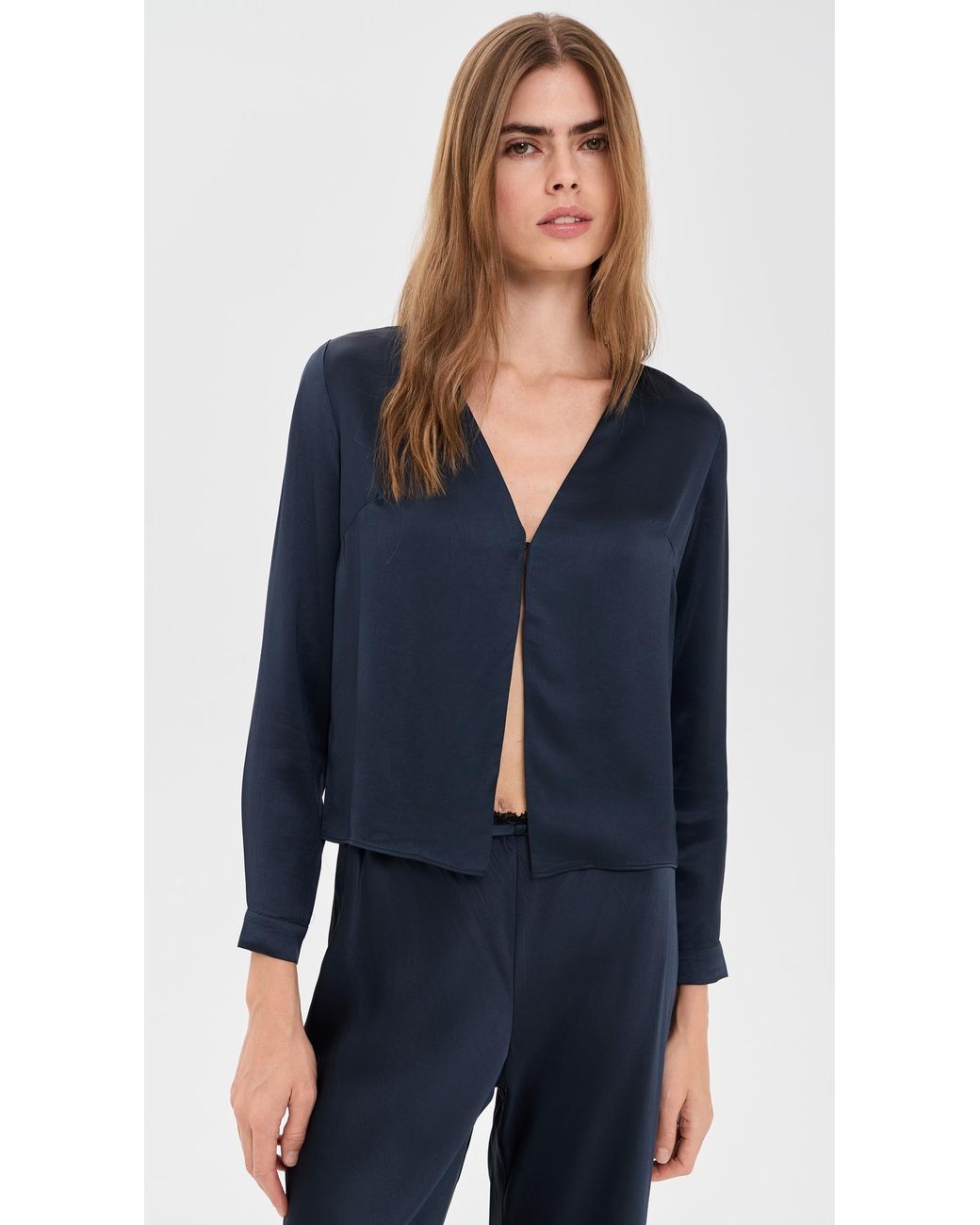 Asher Blue Val Satin Blouse
