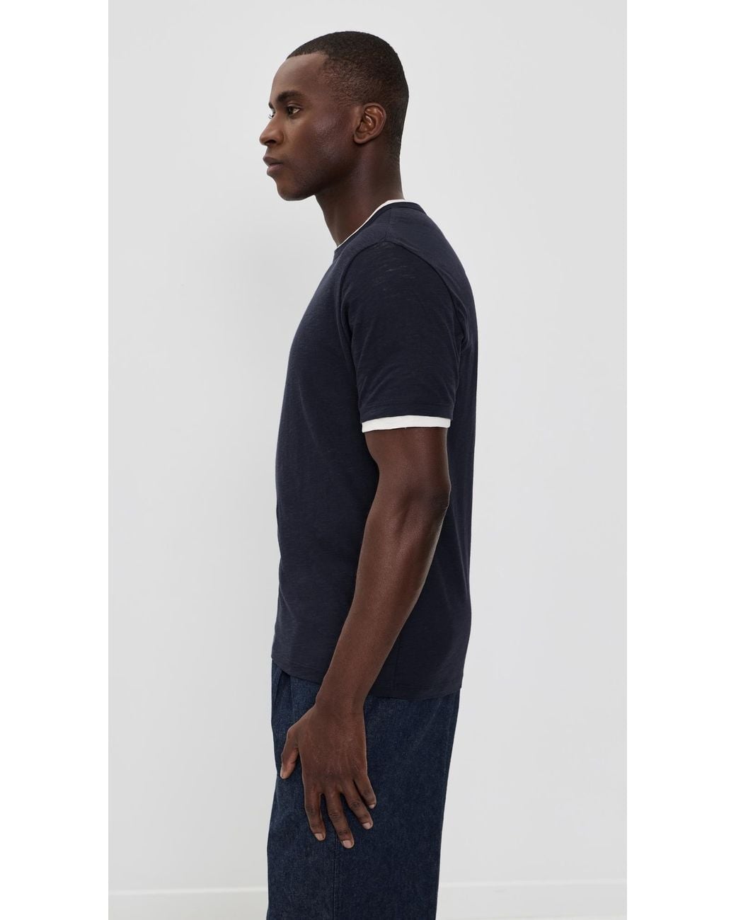 Vince Blue Fine Slub Double Layer Tee for men