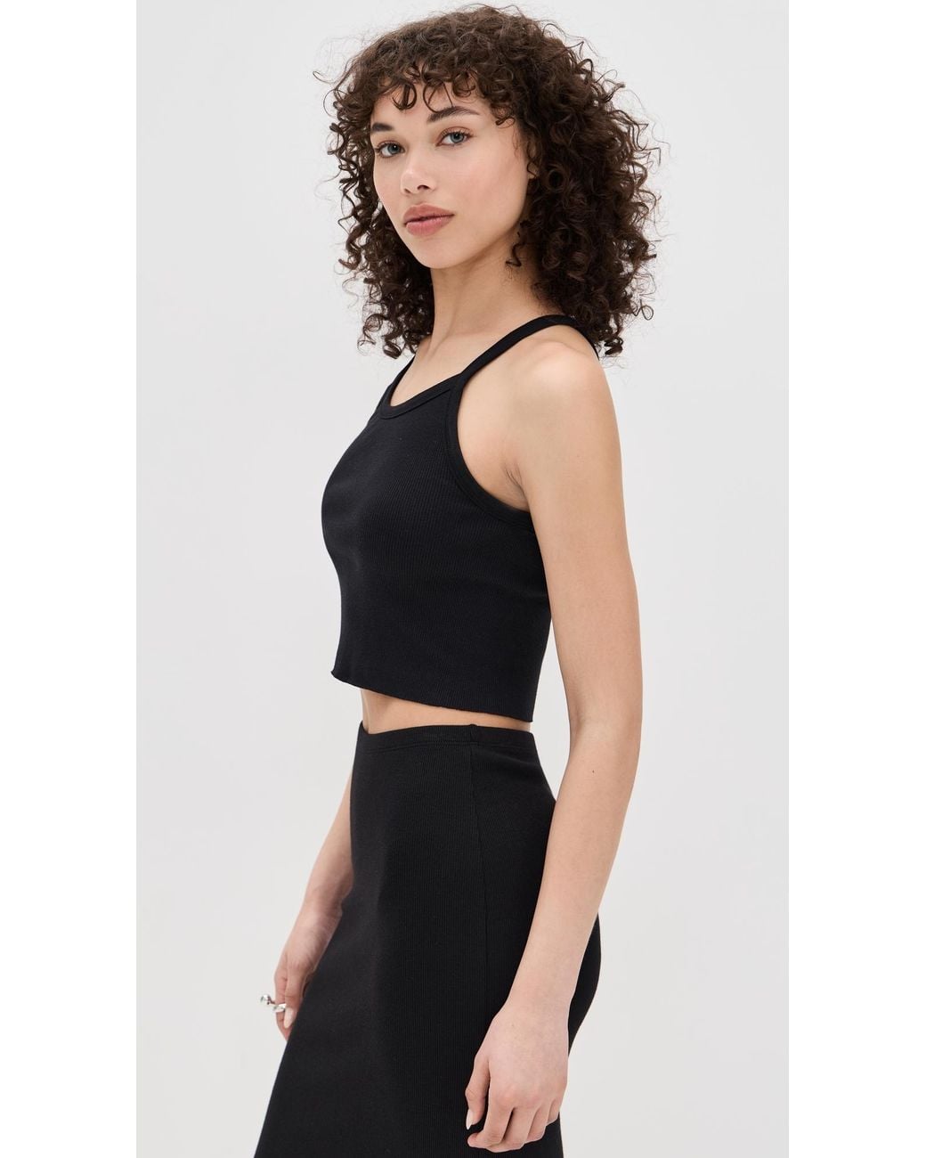 ÉTERNE Black Cropped Rib Tank
