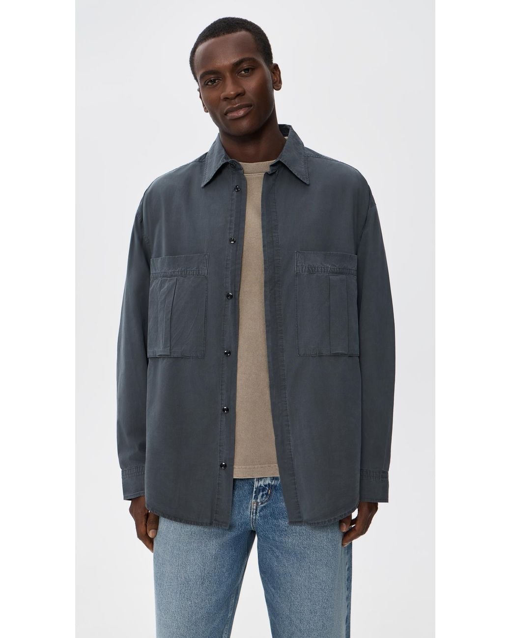 Agolde Blue Clark Front Pocket Button Down Shirt for men