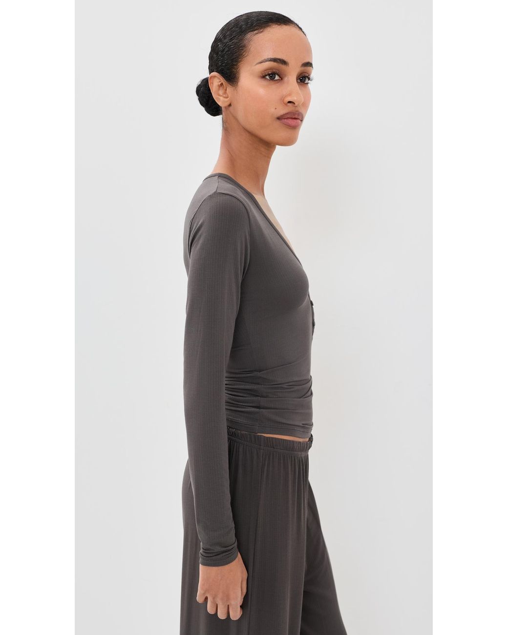 Skims Black Cloud Sleep Henley Top
