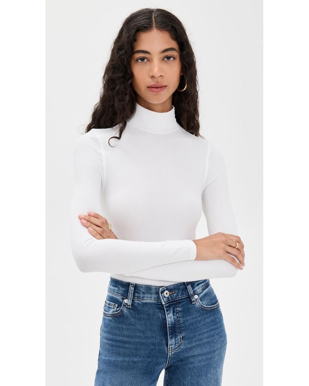 FRAME White Rib Turtleneck