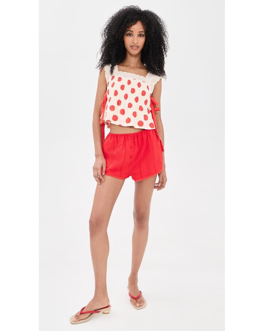 Bailey Rose Red Mini Eyelet Shorts