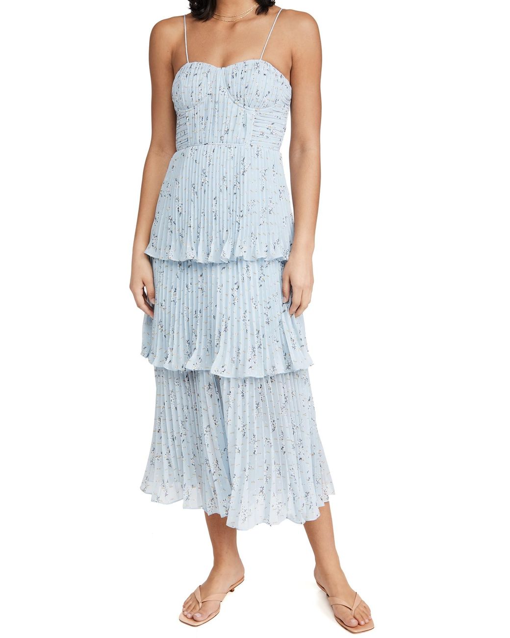 オールインワン・サロペット Self-Portrait Floral Tiered Midi Dress With Pleated self-portrait-Multi-Color-