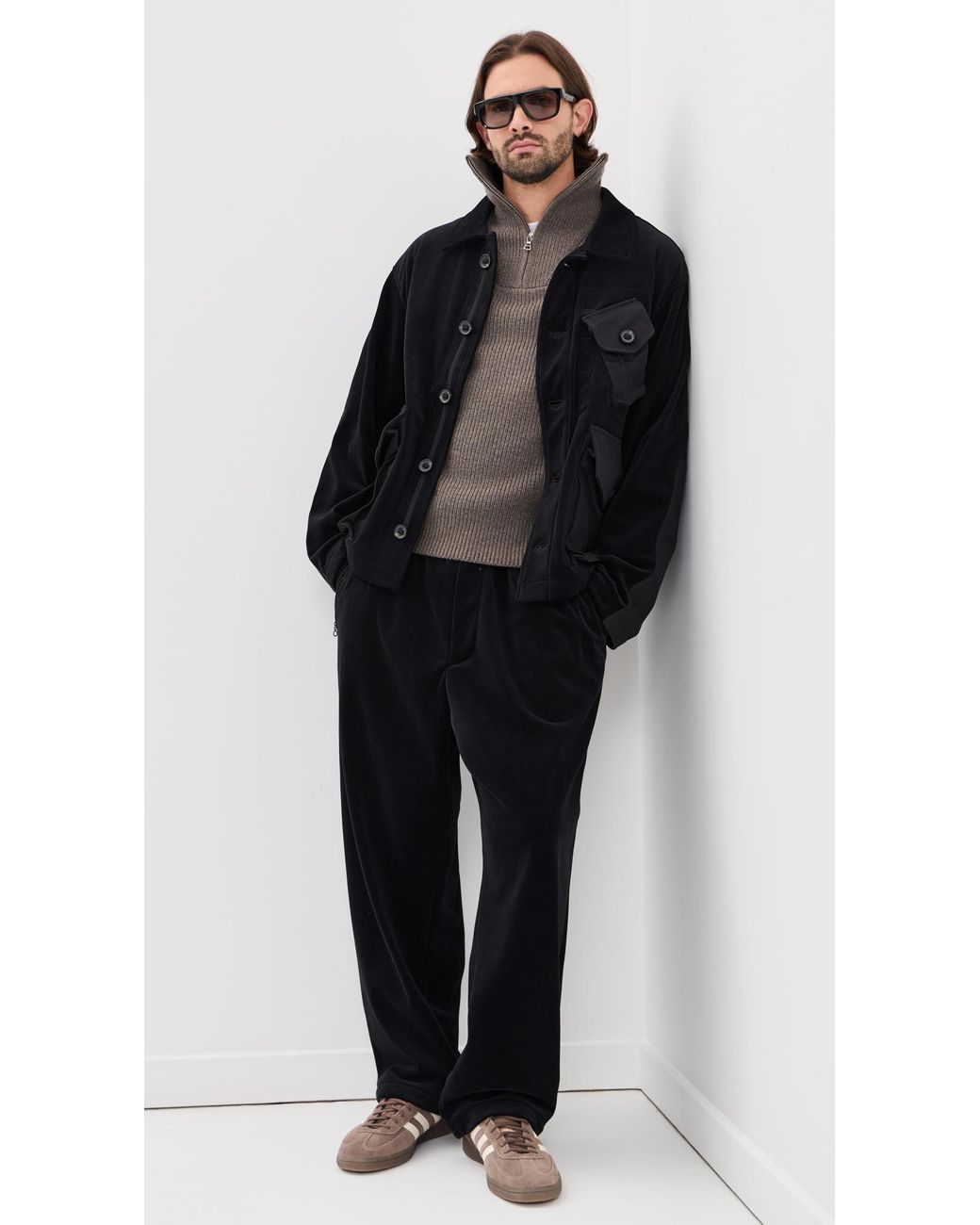 Y-3 Black Velour Button Jacket for men