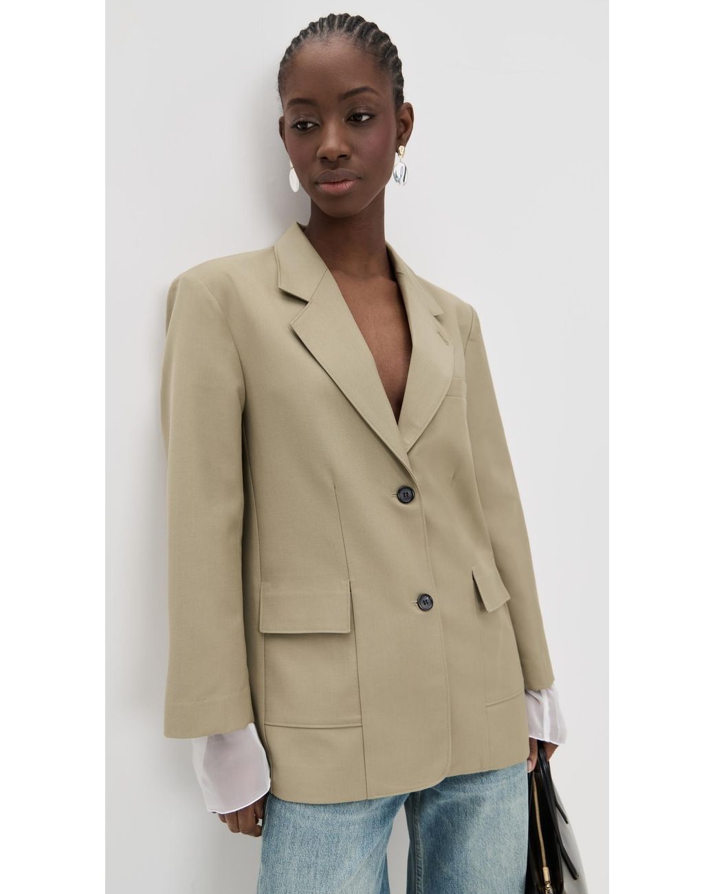 Simonett Natural Structured Sheer Cuff Blazer