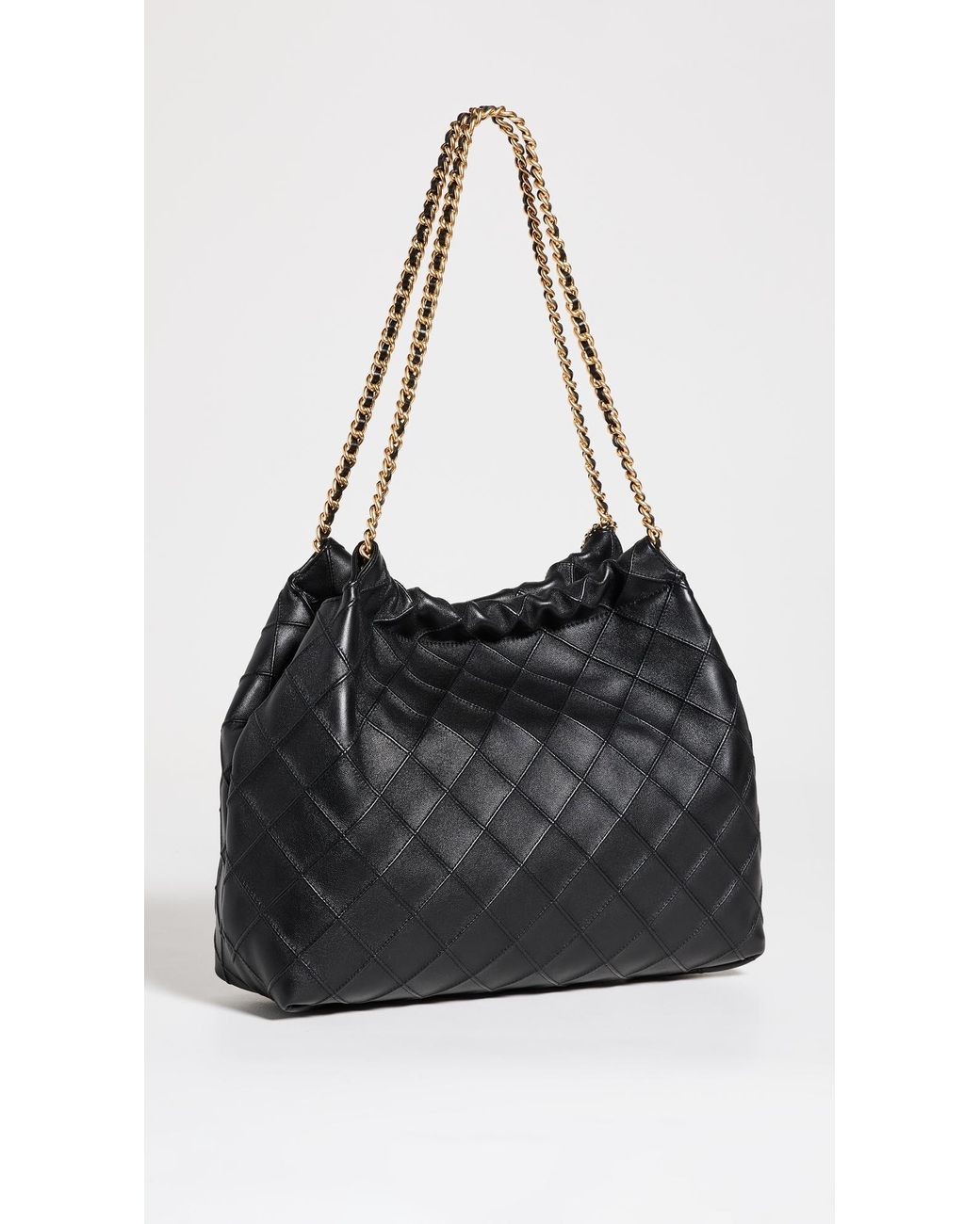 Tory Burch Black Fleming Soft Drawstring Hobo Bag