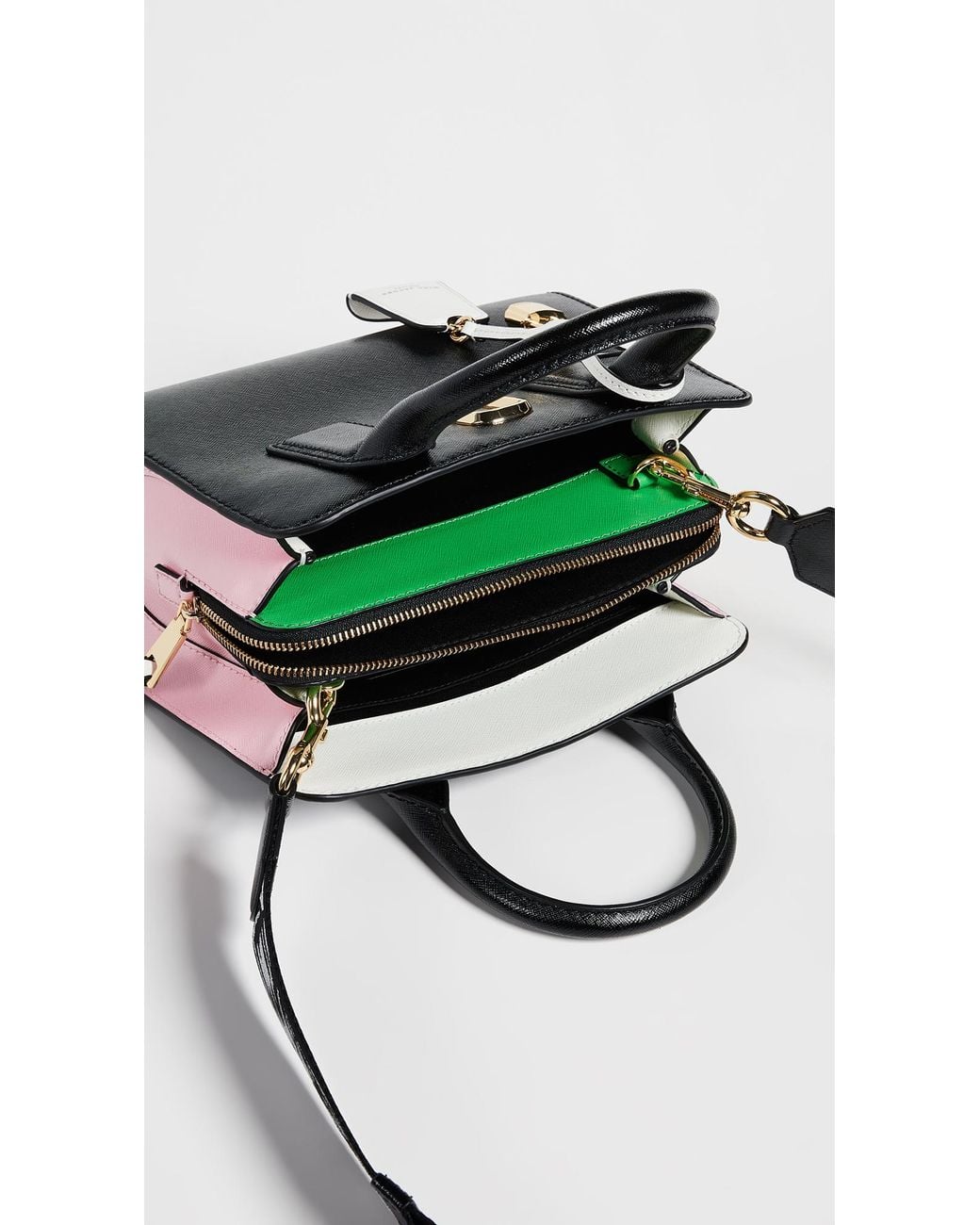 Marc Jacobs Little Big Shot Tote Leather Black/ Baby Pink | Lyst