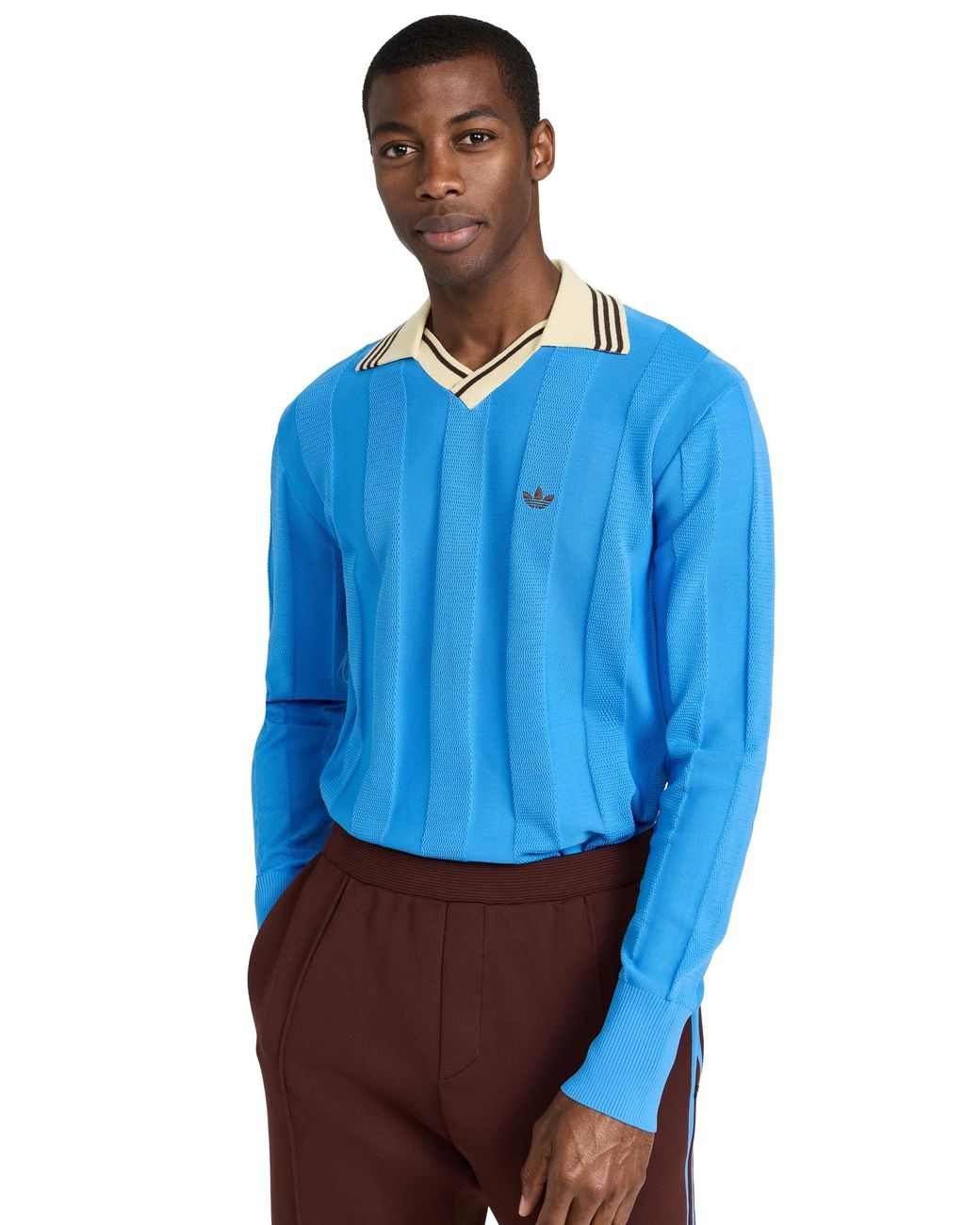 X Wales Bonner Knit Long Sleeve Football Shirt Lucky Blue