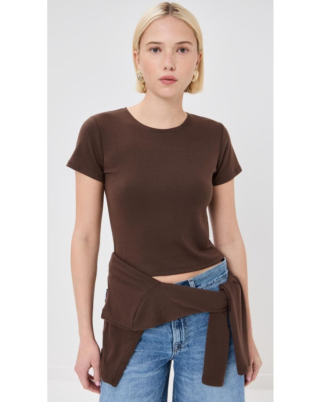 Le Bos Black Eloise Solid Crop Tee