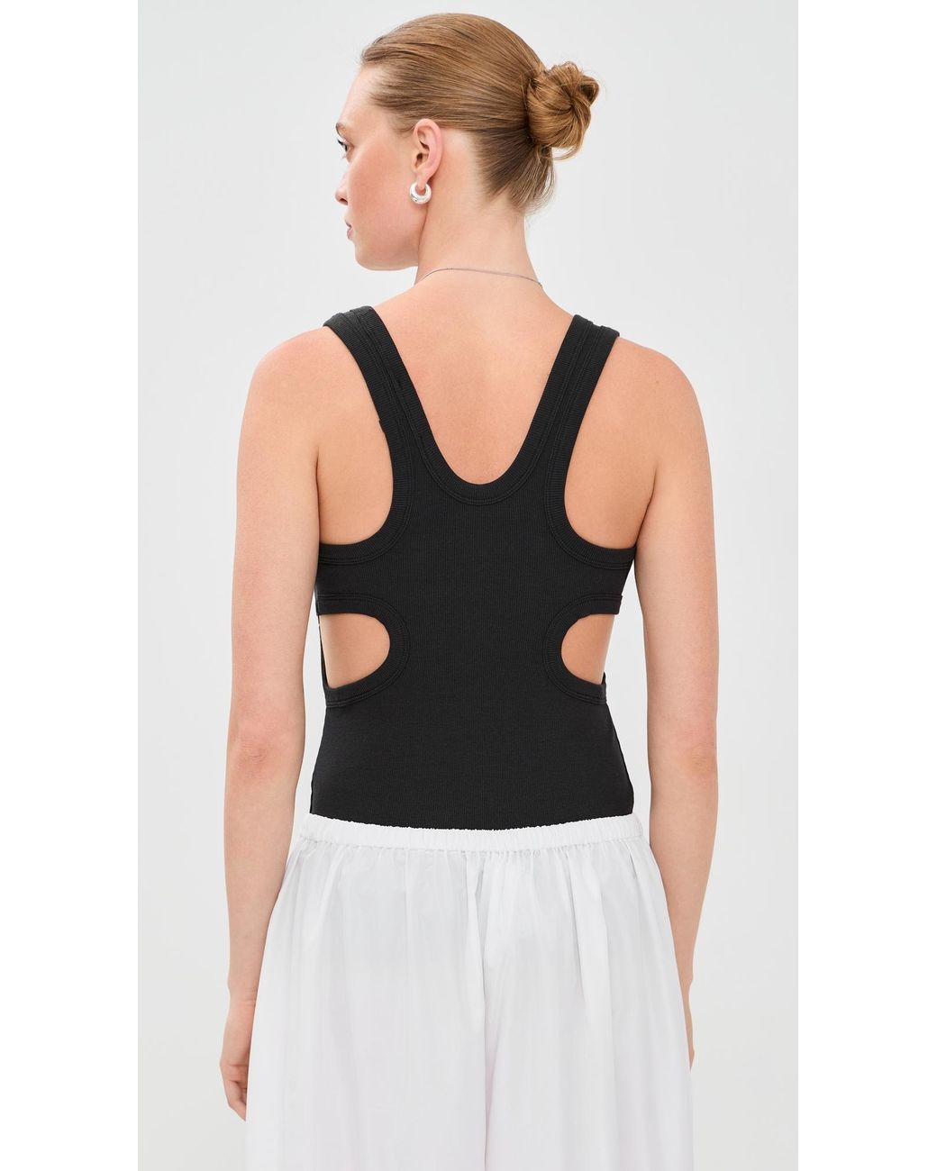 Tibi Black Ribbed T Racerback Tank