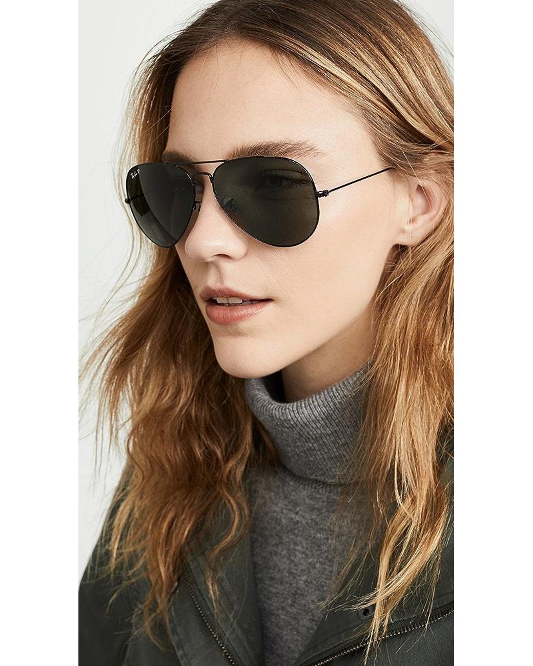 Ray-Ban Rb3025 Oversized Classic Aviator Polarized Sunglasses in Black |  Lyst