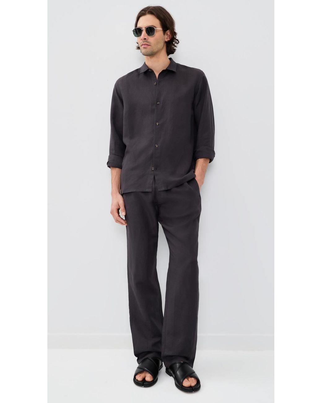 AUTO-REPLY Black Linen Pants for men