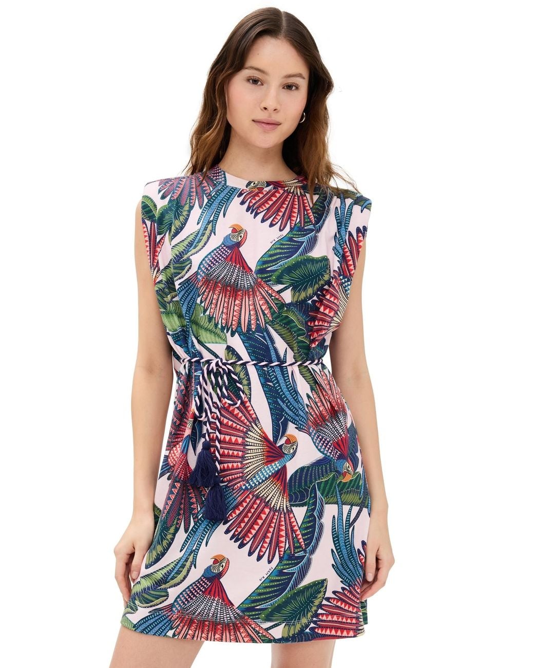 knee length dresses for ladies Farm Rio Midnight Macaw Fiesta Black Sleeveless Mini Dress main image 1