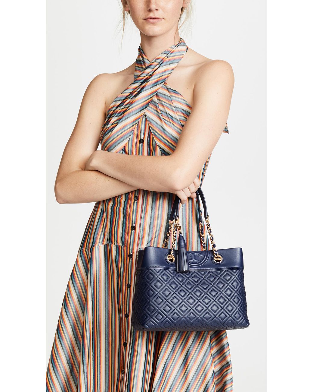 Tory Burch Fleming Small Tote Bag in Blue | Lyst