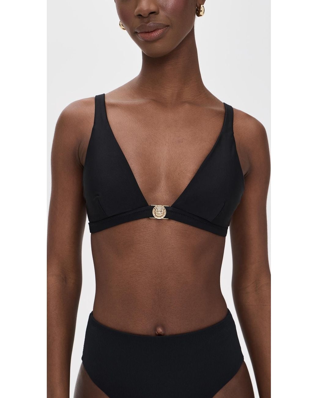 L'Agence Black Solid Lexie Bikini Top