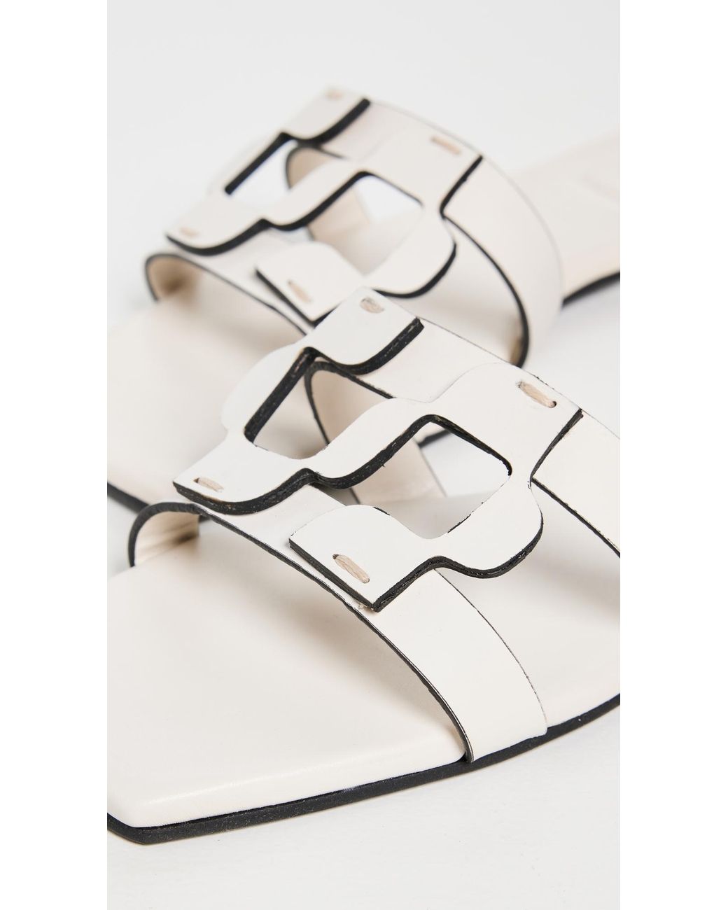 Jonathan Simkhai White Monogram Flat Slides