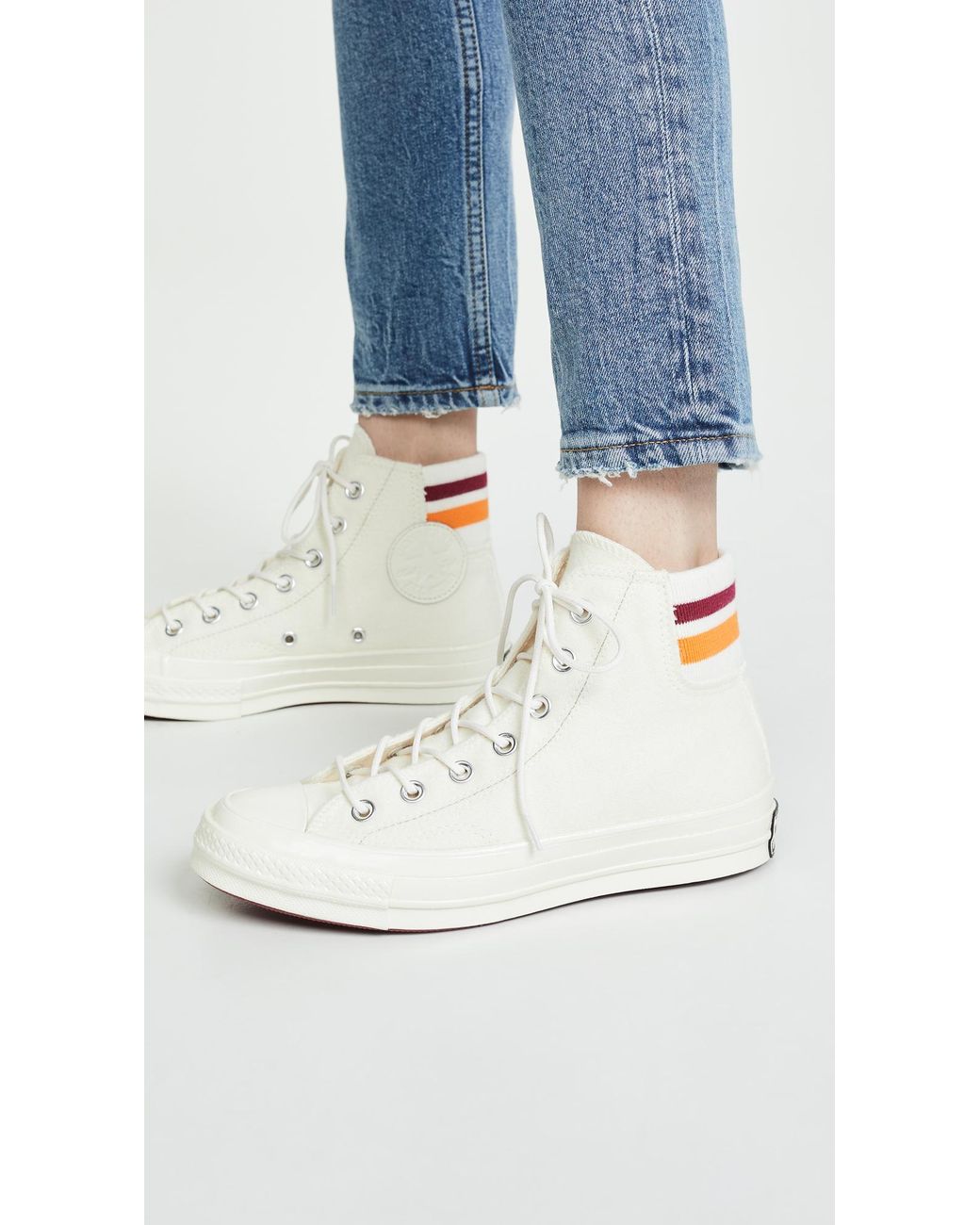 Converse Chuck 70 Retro Stripe High Top Sneakers in White | Lyst