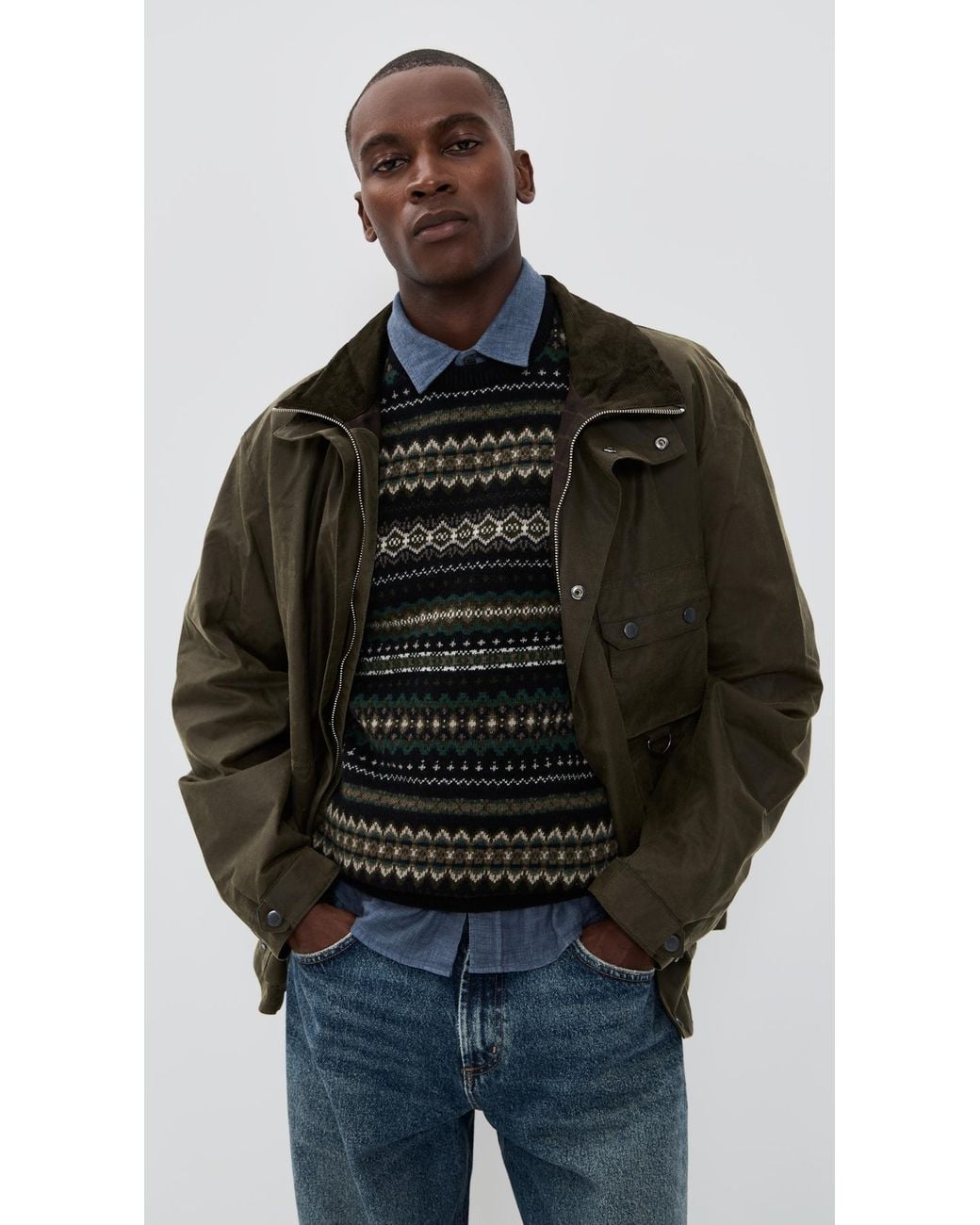 Barbour Re-Engineered Utility Bedale Wax Jacket in Black for Men