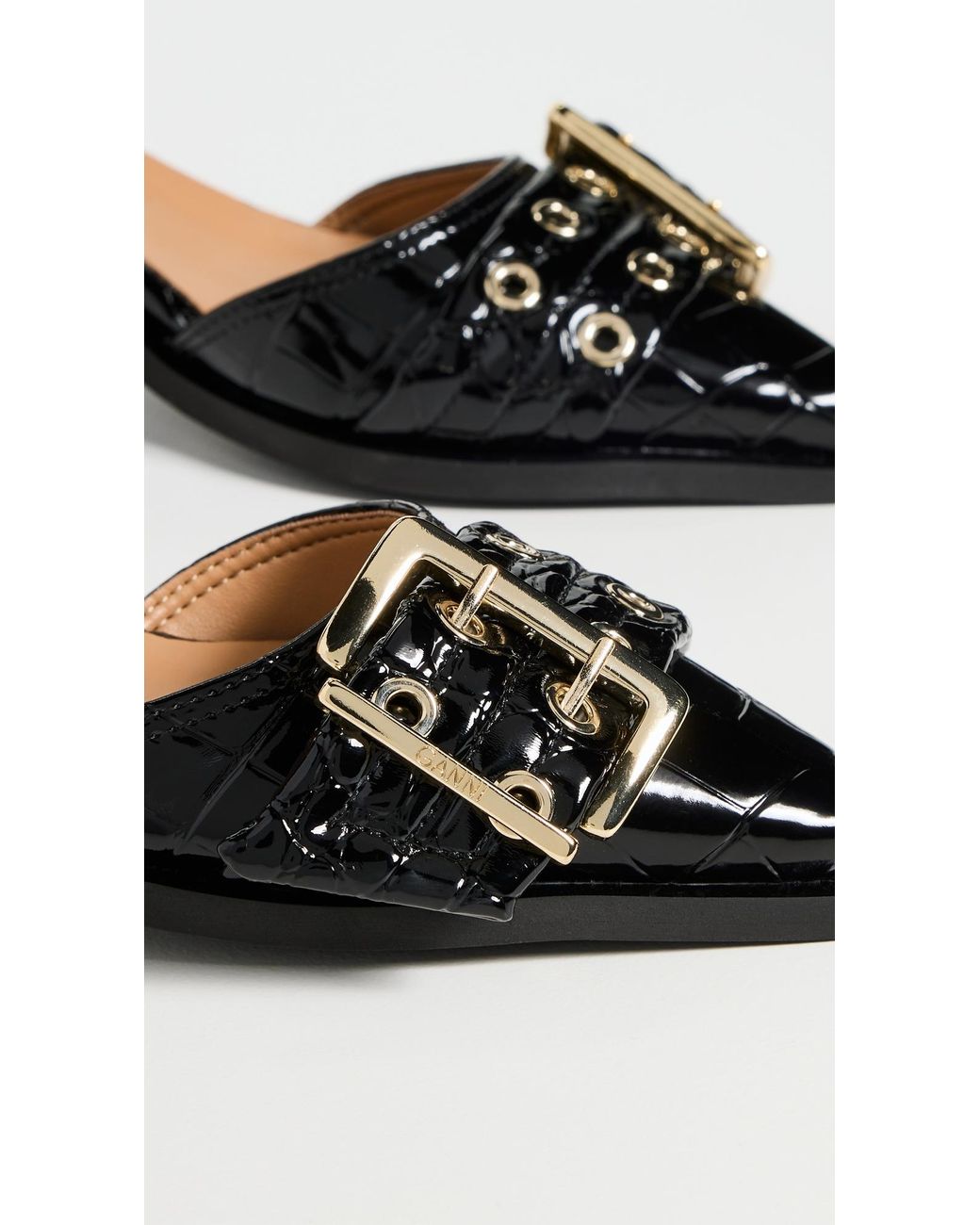 Ganni Chunky Buckle Open Cut Pumps in Black | Lyst Ganni Chunky Buckle Open Cut Pumps in Black | Lyst