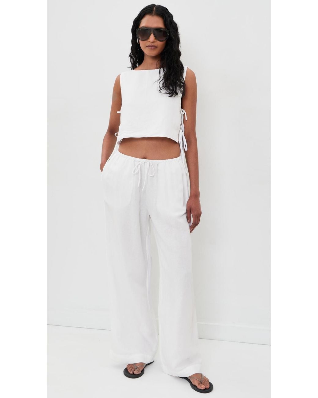 LSPACE Black Rylee Linen Top