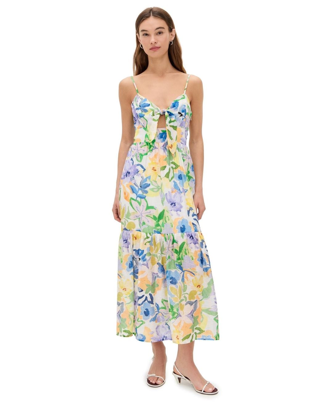 MINKPINK Fable Tie Midi Dress in White | Lyst
