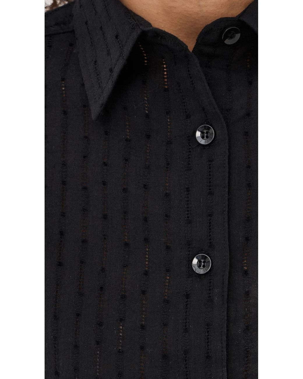 Le Bos Black Cecelia Eyelet Button Down