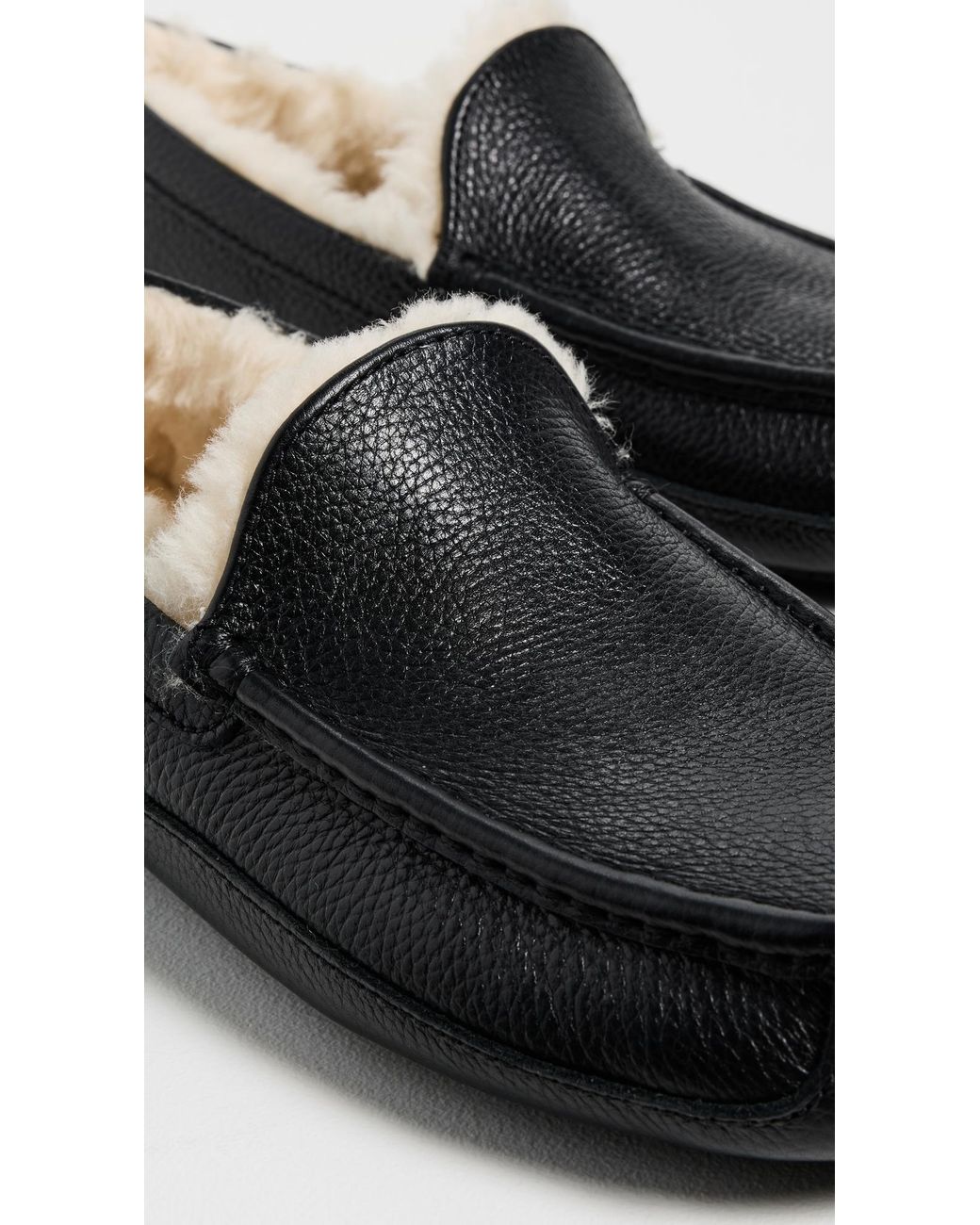 Ugg Black Ascot Leather Slippers for men