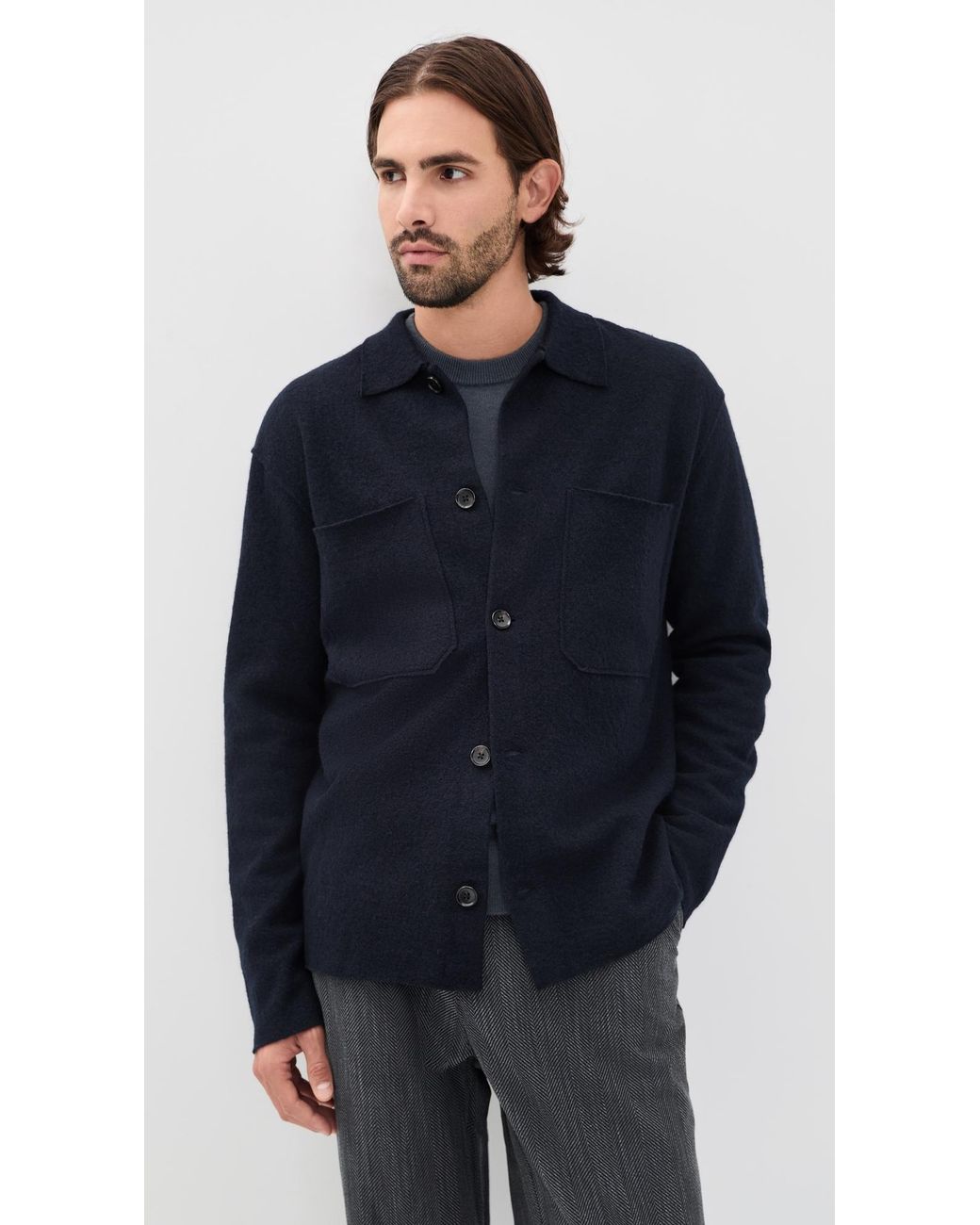 NN07 Blue Jonas Full Button Shacket for men
