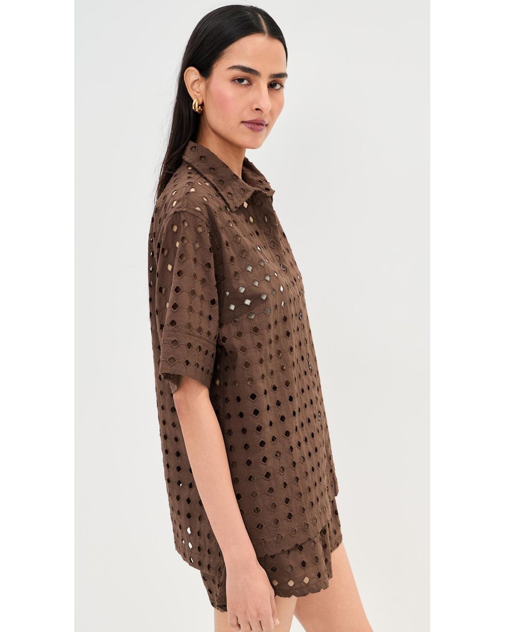 Le Bos Brown Leila Button Down Shirt