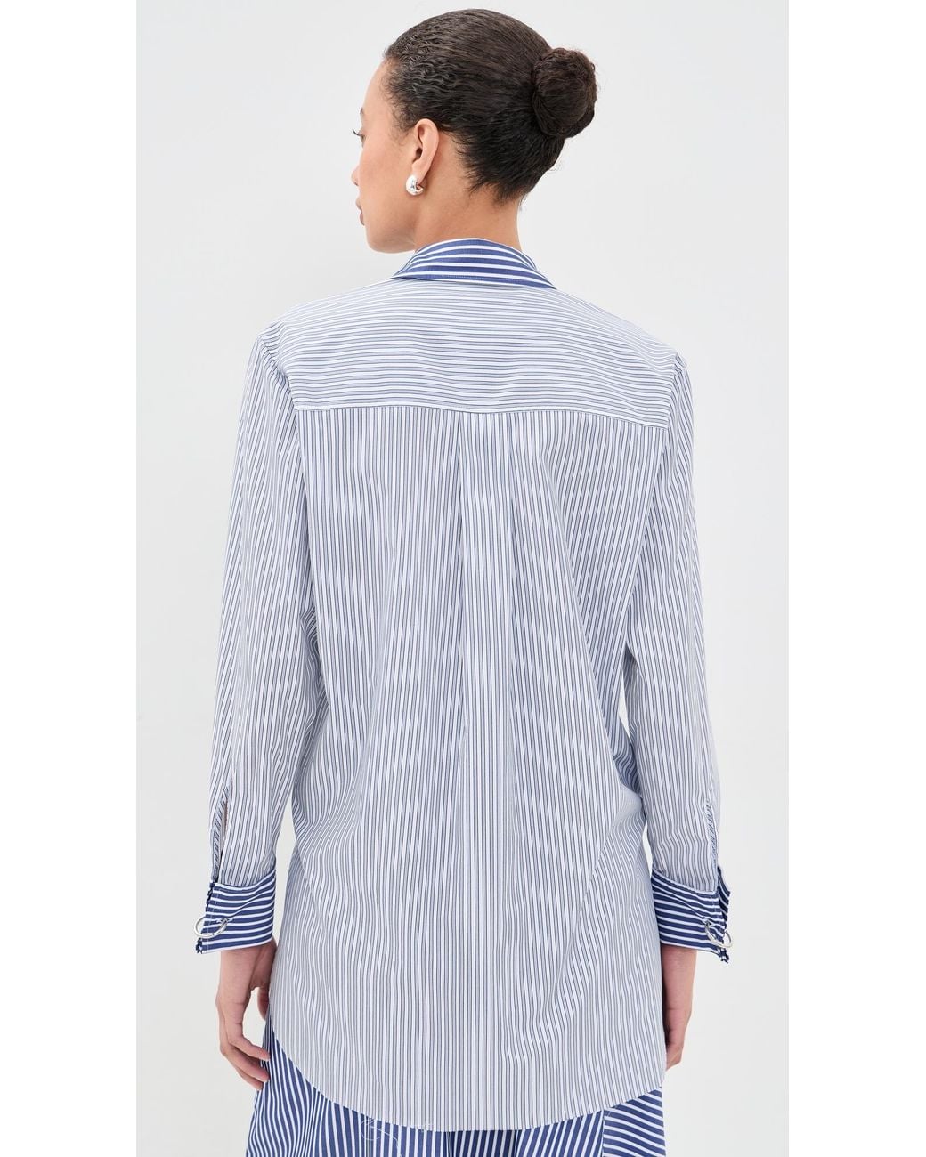 Marques'Almeida Blue Patchwork Overlapping Front Tailored Shirt