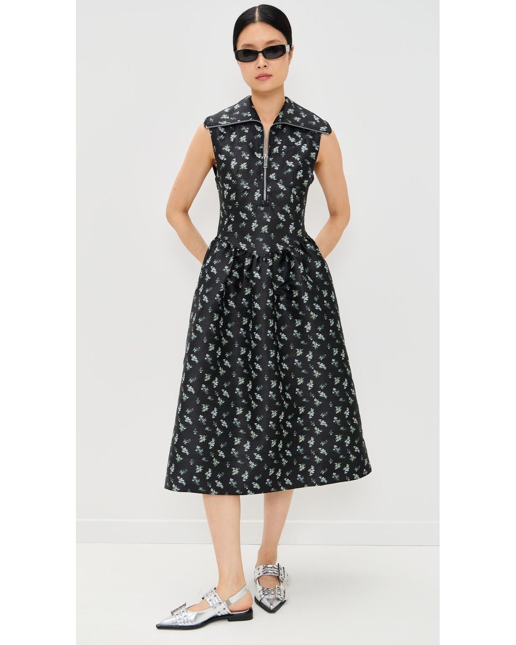 midi dress with sleeves spring Steele Puff Sleeve Midi Dress - Floral