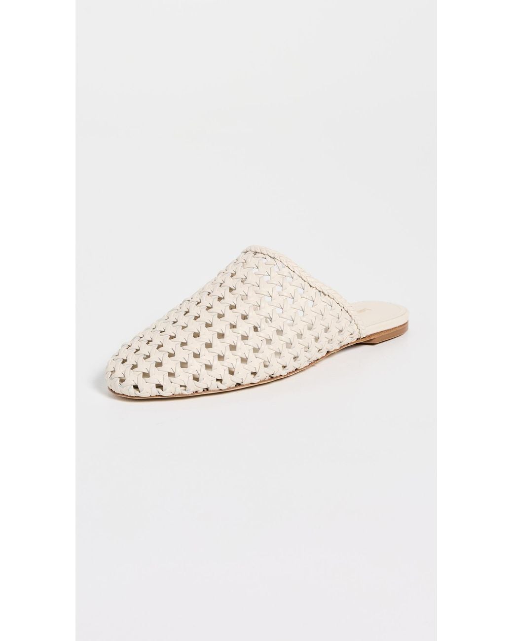 Larroude White Venice Macrame Flat Mules