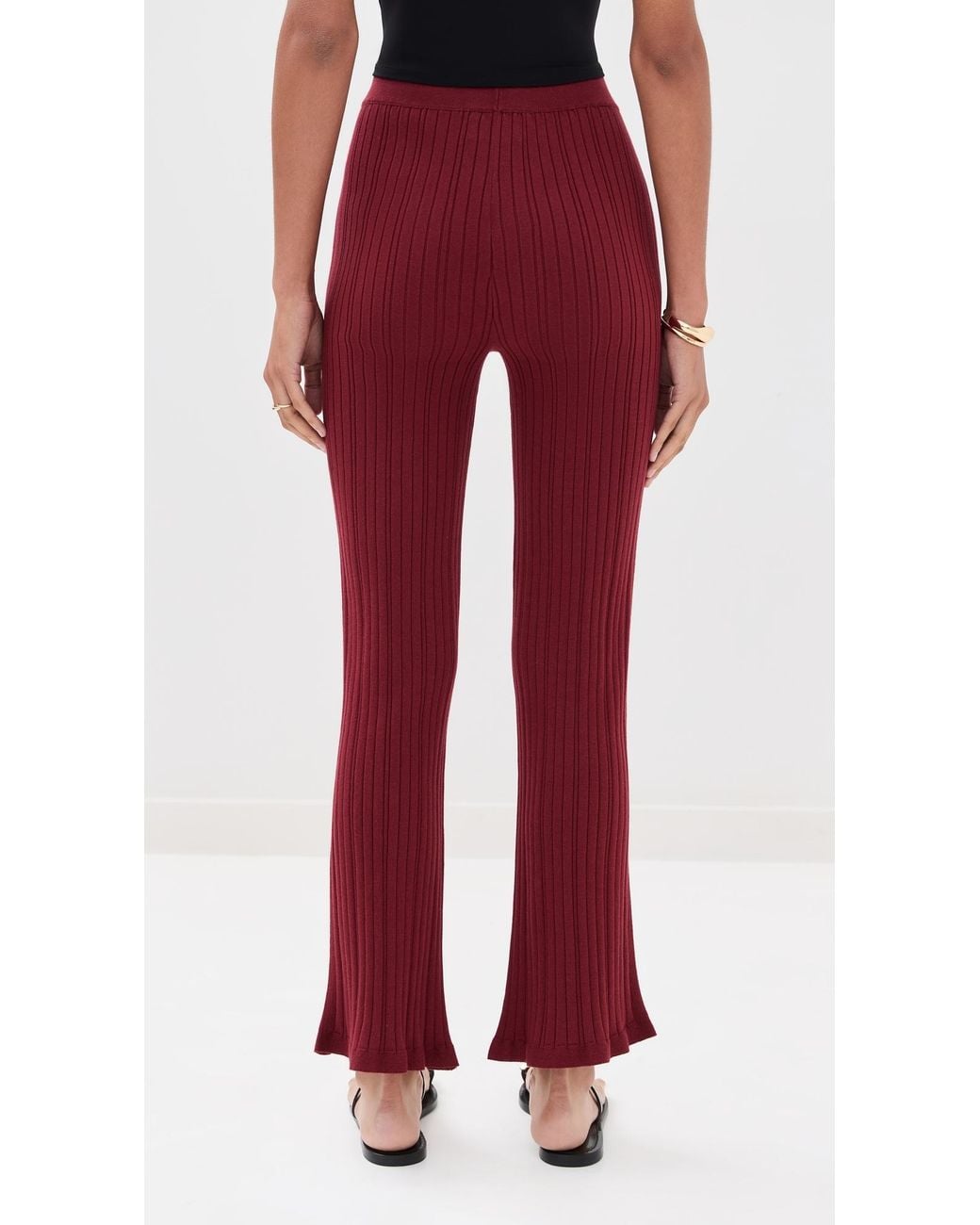 Le Bos Red Ribbed Flare Pants