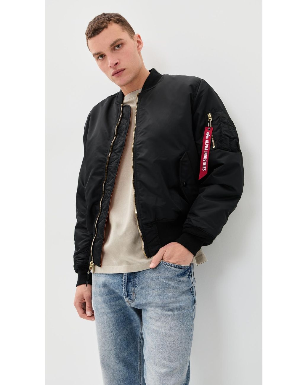 Alpha Industries Black Ma-1 Heritage Fit Flight Jacket for men