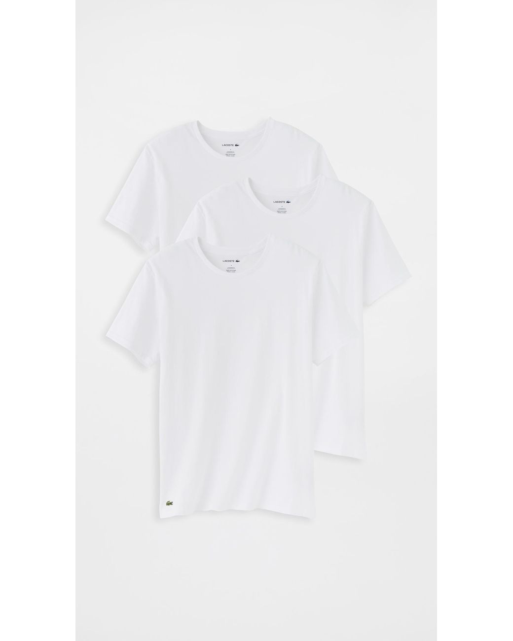 Lacoste White Cotton Undershirt Crew Tee 3 Pack for men