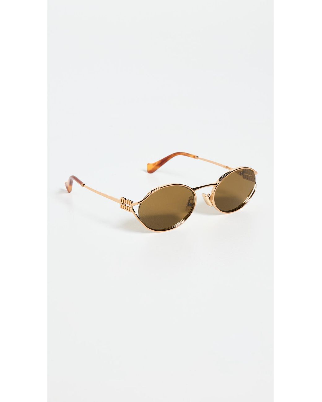 Miu Miu Metal Oval Sunglasses | Lyst