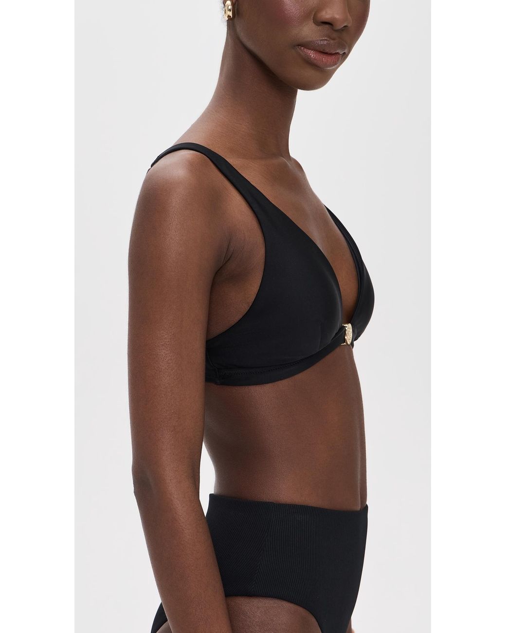 L'Agence Black Solid Lexie Bikini Top