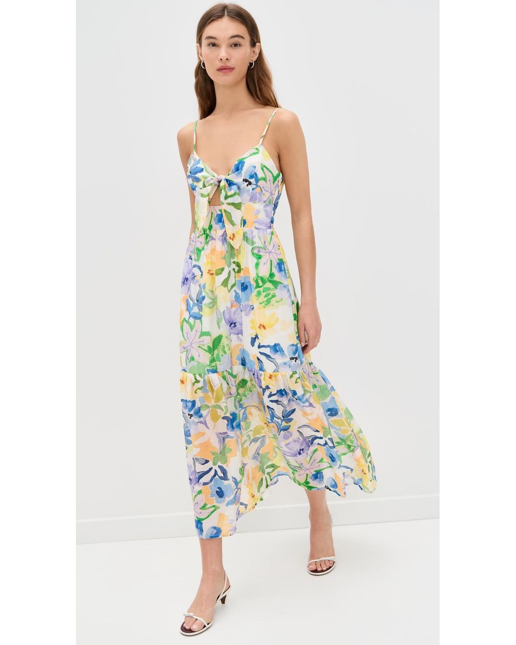 MINKPINK Fable Tie Midi Dress in White | Lyst