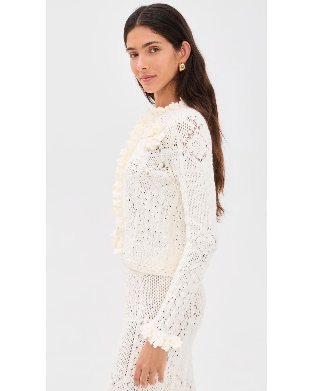 Ba&sh White Soria Cardigan