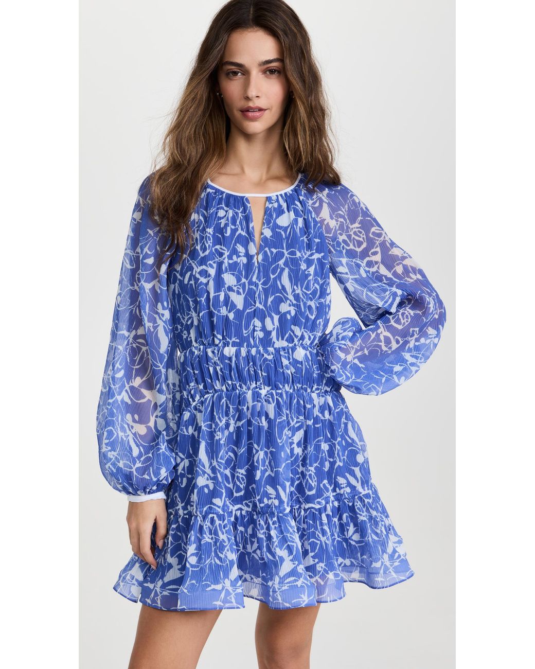 Jonathan Simkhai Chiffon Harlowe Mini Dress in Blue | Lyst