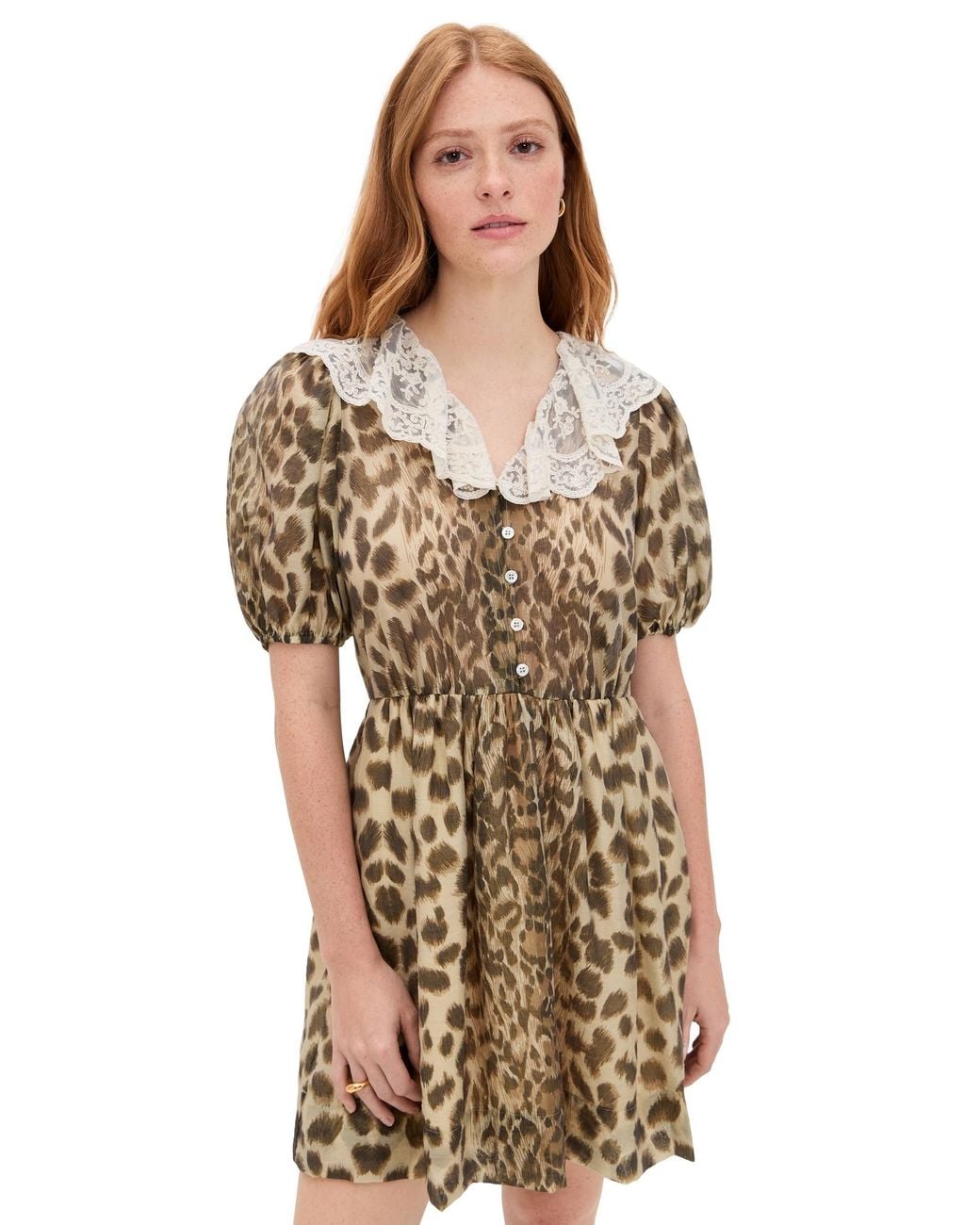 chinese dress ladies Claude Print Puff Sleeve Midi Dress 8 / Cream