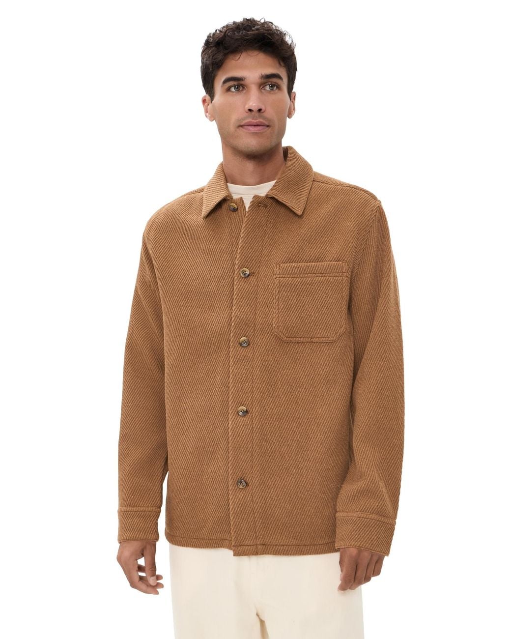 Les Deux Brown Twill Wool Shacket for men