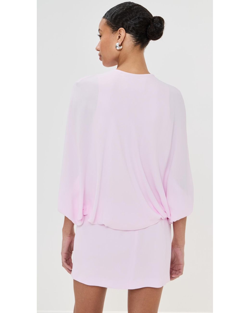 Brandon Maxwell The Edith Deep V Cape Mini Dress in White | Lyst