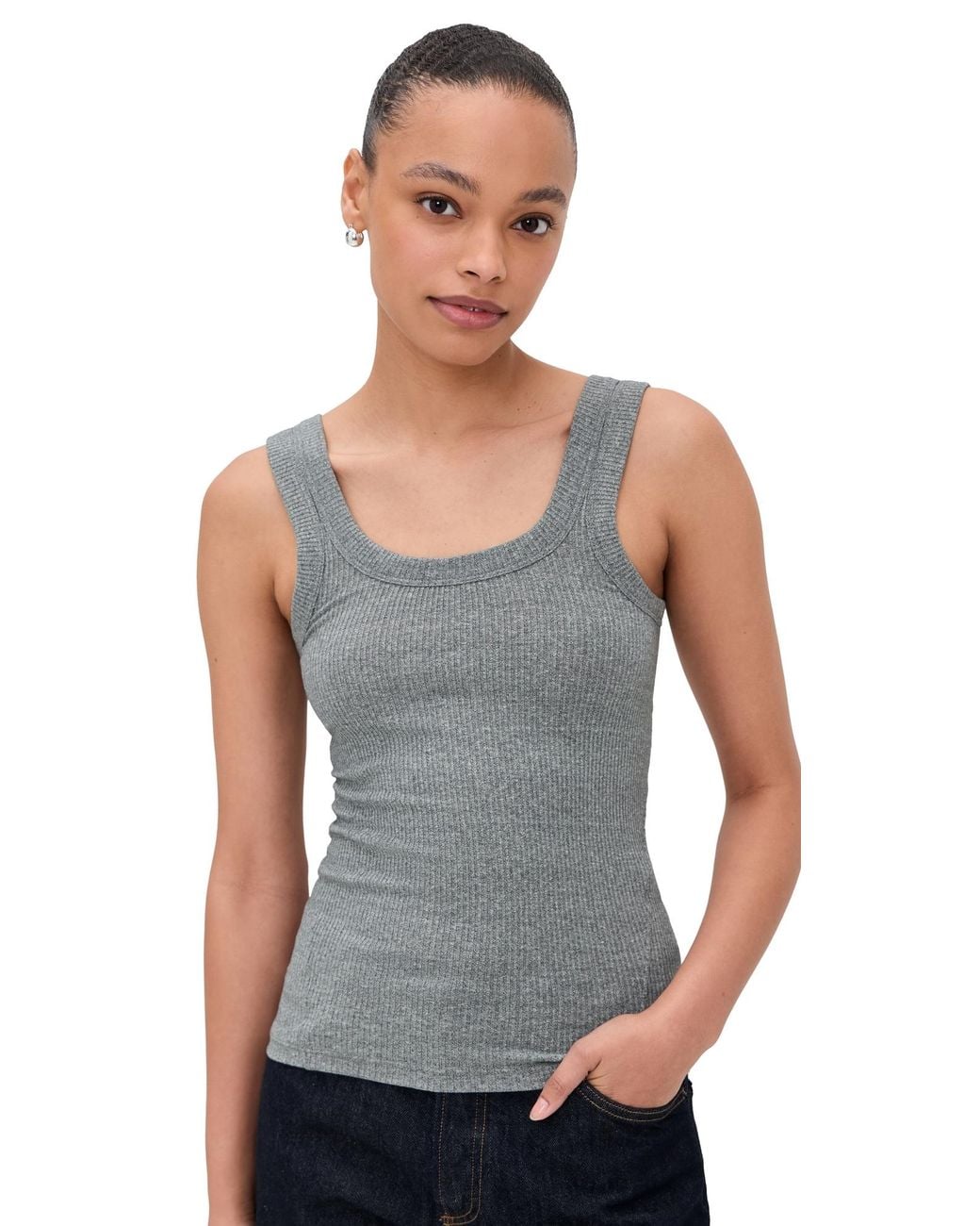Rag & Bone Gray The Essential Rib U Neck Tank