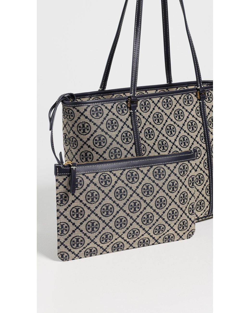 Tory Burch Black T Monogram Small Zip Tote