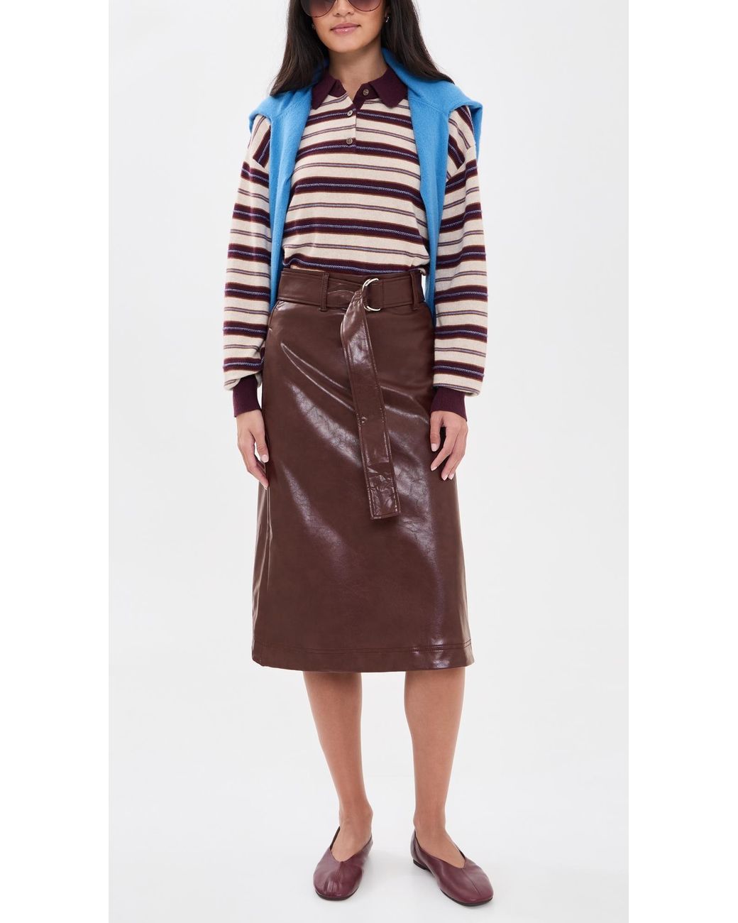 MSGM Red Leather Skirt