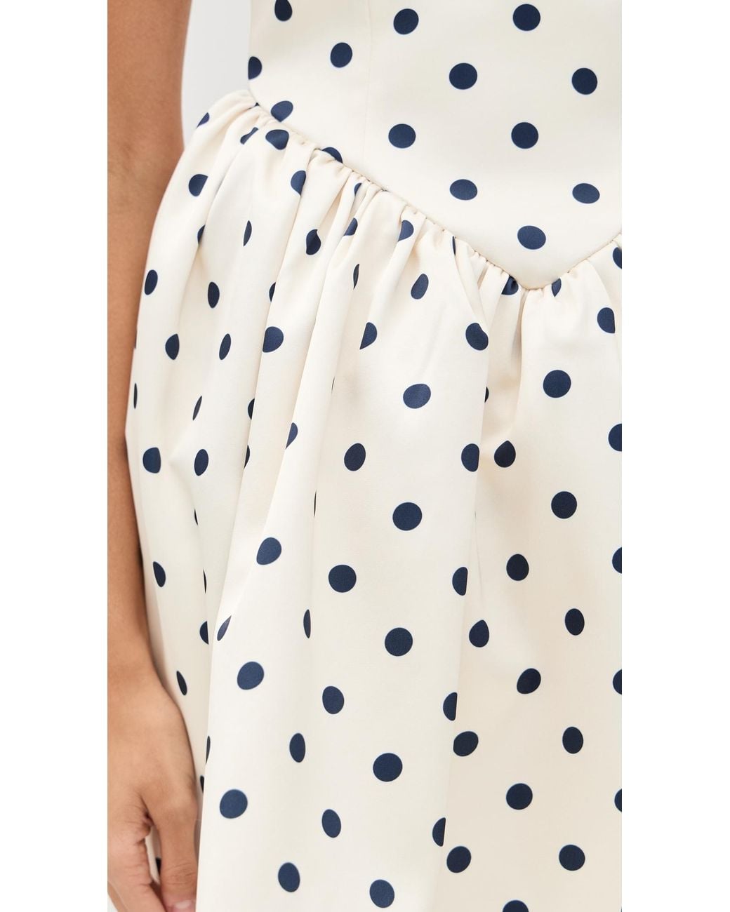 Self-Portrait Polka Dot Satin Mini Dress in White | Lyst