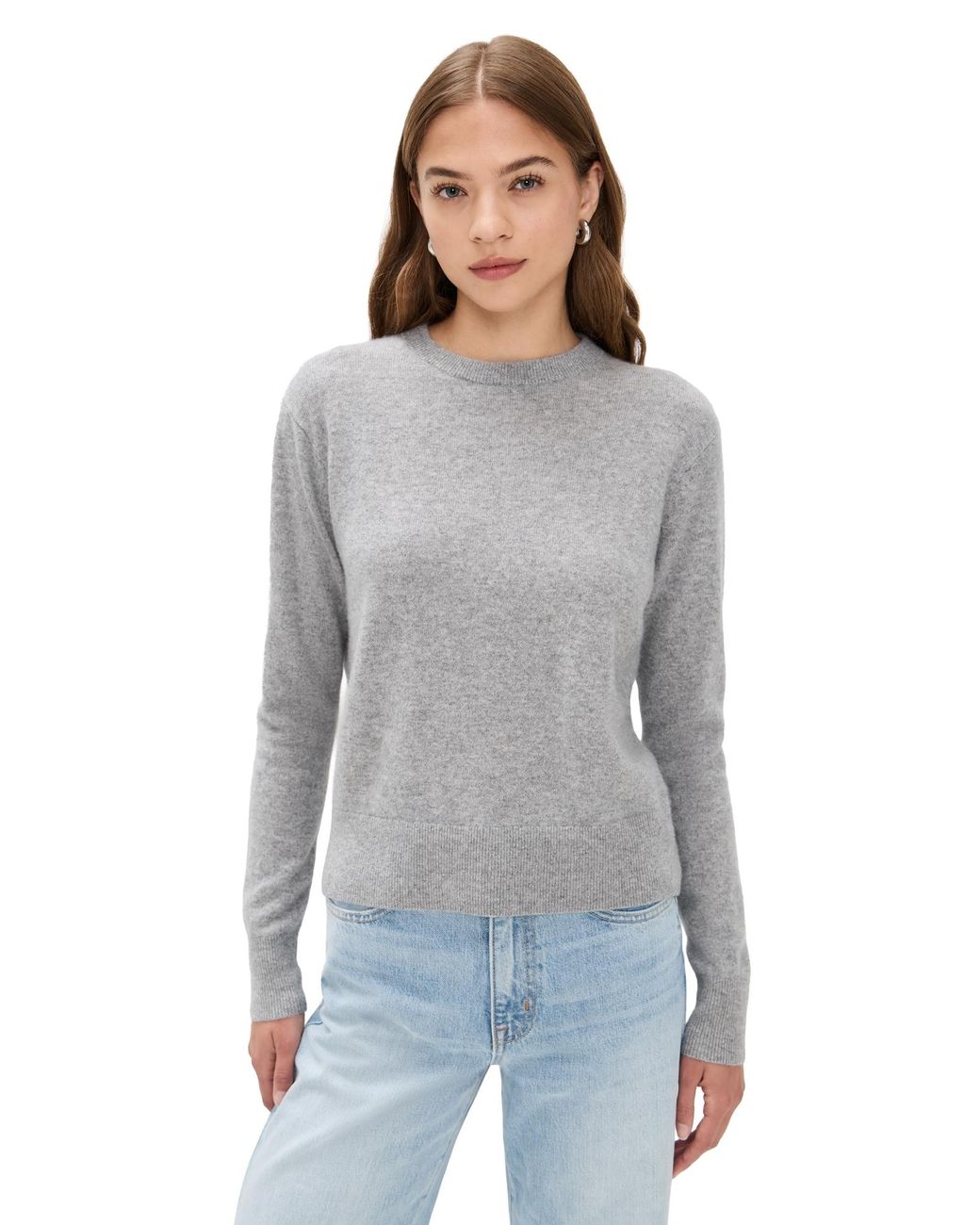 White + Warren Gray Cashmere Crew Pullover